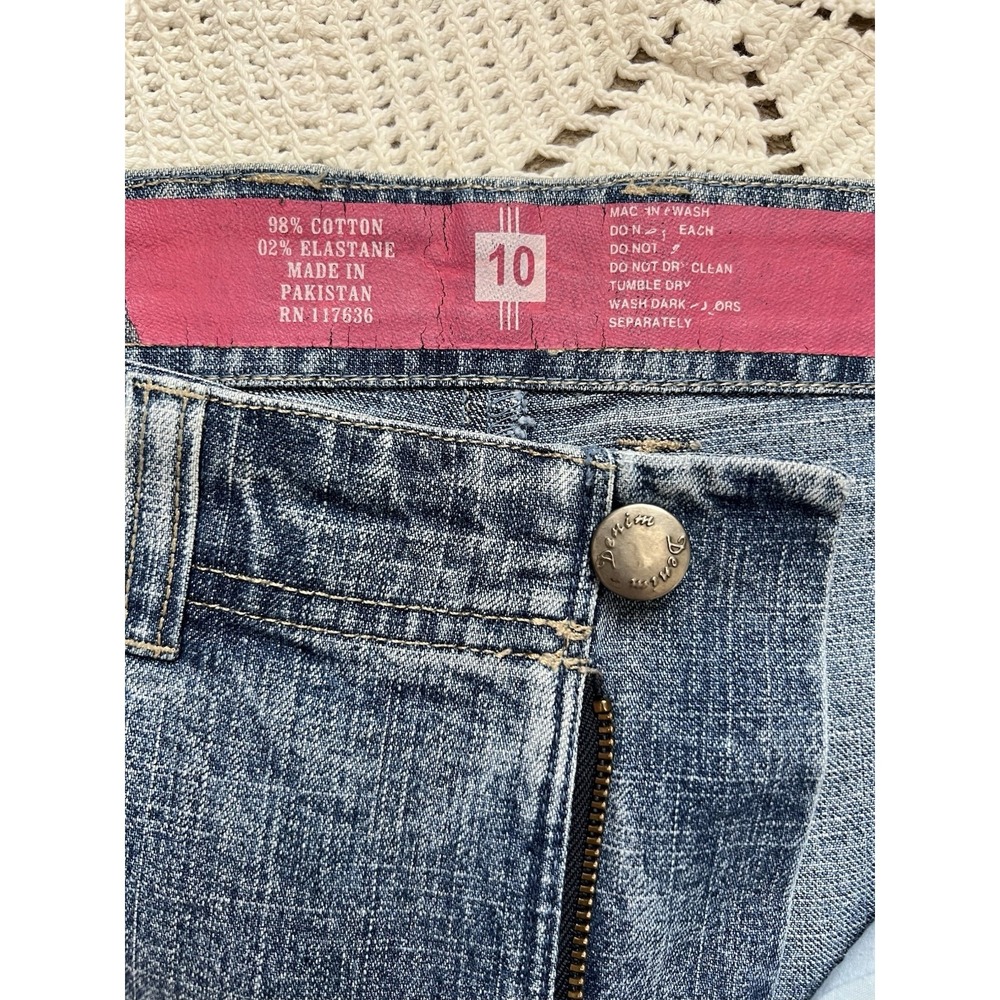 Y2K Embroidered Floral Cropped Jeans Mid Rise Artsy Cottage Size 10 98% Cotton - Picture 4 of 11